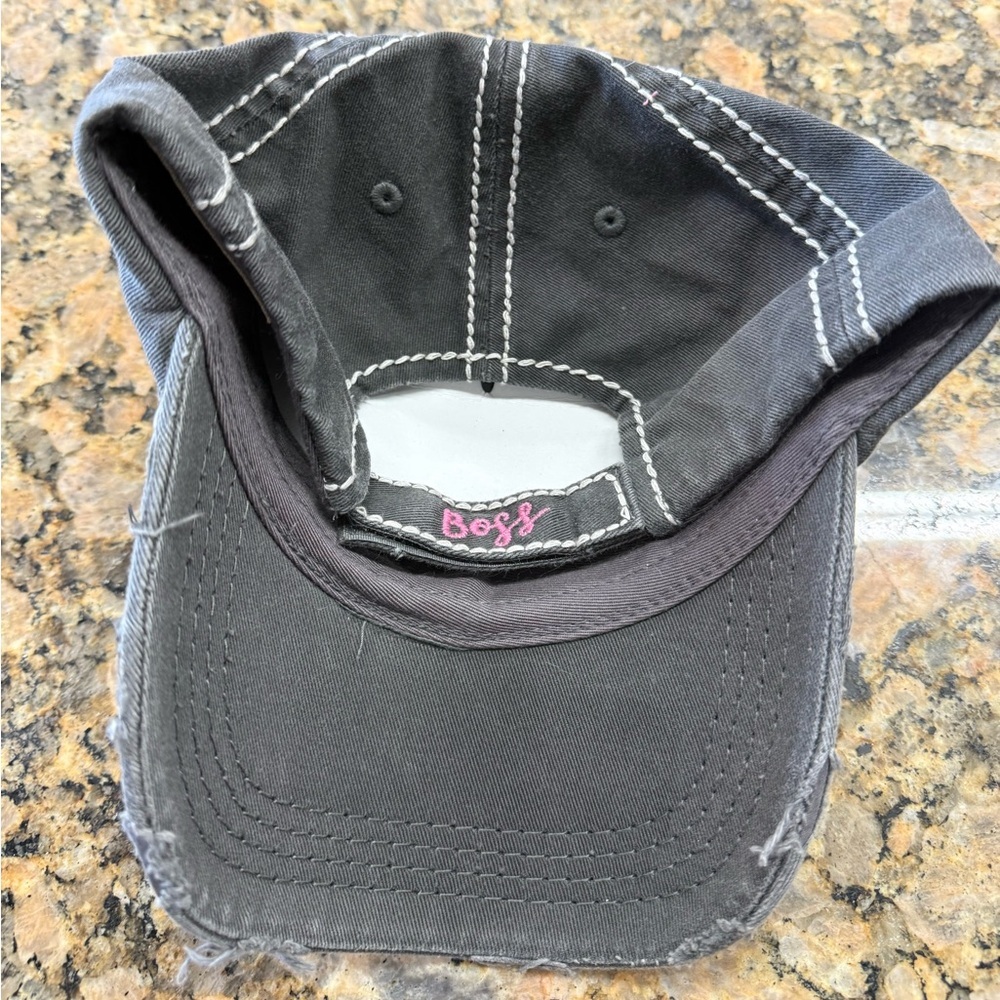 KBETHOS Wife Mom Boss Distressed Patch Baseball Cap Hat Gray NWT - Picture 2 of 5